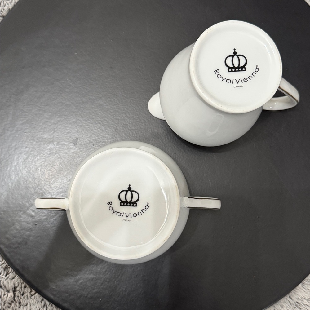 Royal Vienna RVG1 China Sugar Bowl W/Lid Creamer Gold Band Scroll‎ Trim Set of 2 - Picture 11 of 16